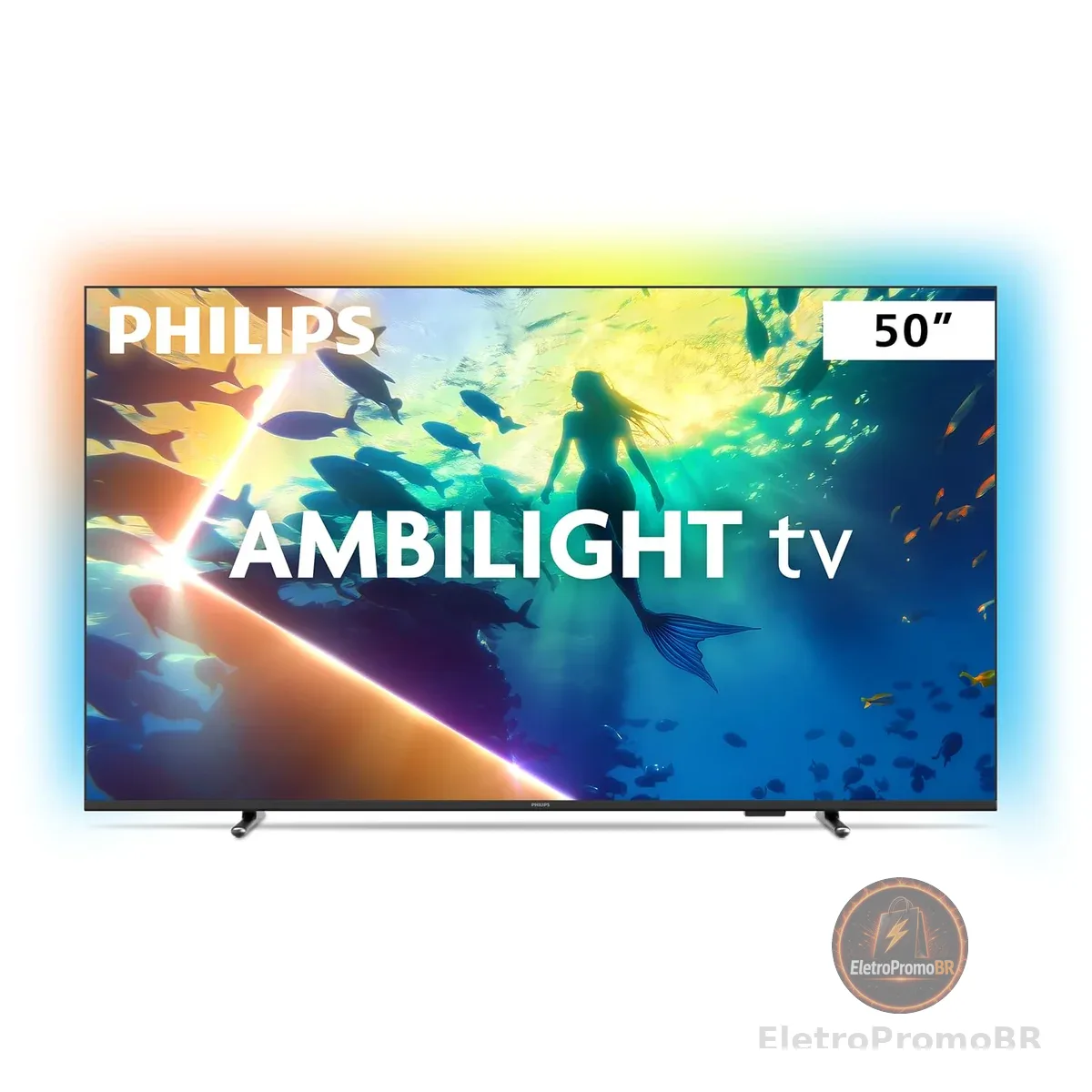 PHILIPS, Smart TV Ambilight 50" 4K, Titan OS, 50PUG8100/78, Comando de Voz, HDR10+/Dolby Atmos, VRR/ALLM, Bluetooth