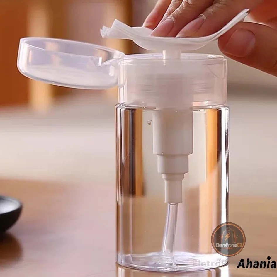 Ahania Porta Acetona 100ml/150ml Frasco Transparente Push Down Pump Removedor De Maquiagem Recarregável Reutilizável