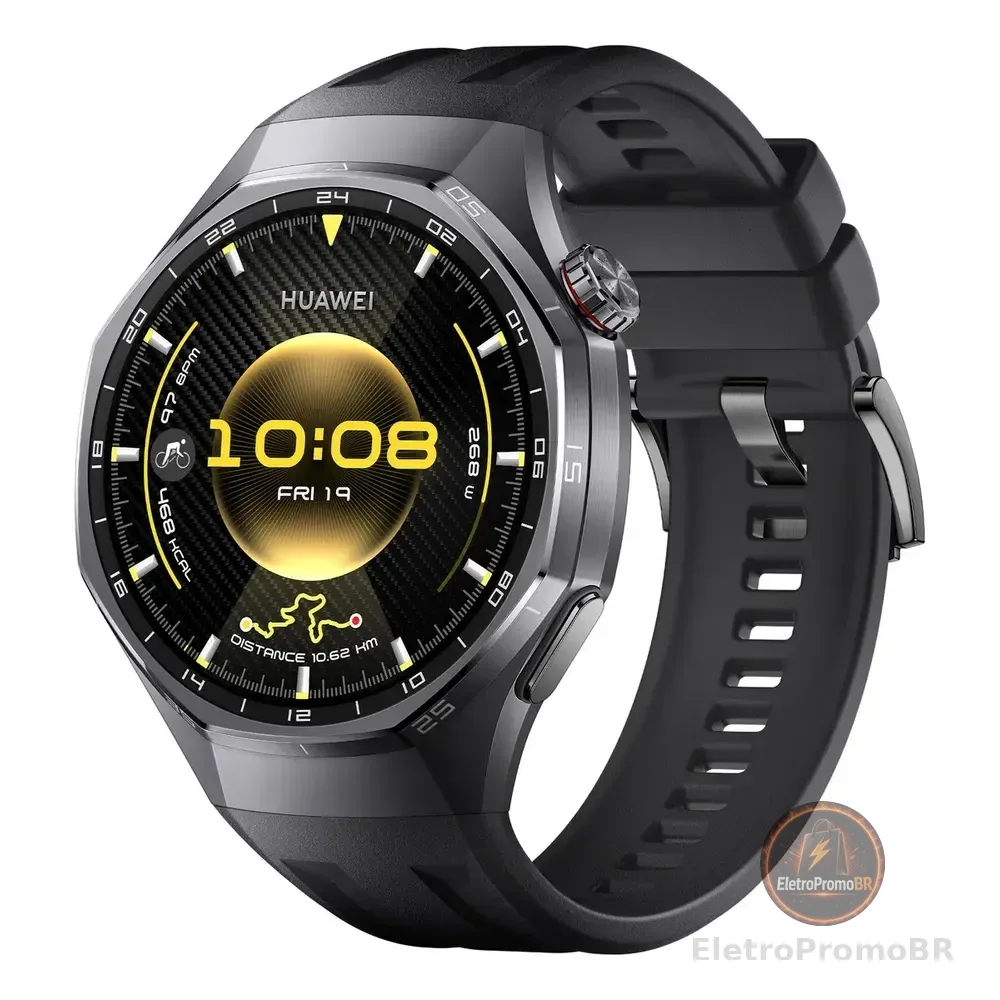 Smartwatch Huawei Watch Gt 6 Pro 46mm Gps Ecg Safira Titânio Prateado-escuro Fluoroelastômero Preto