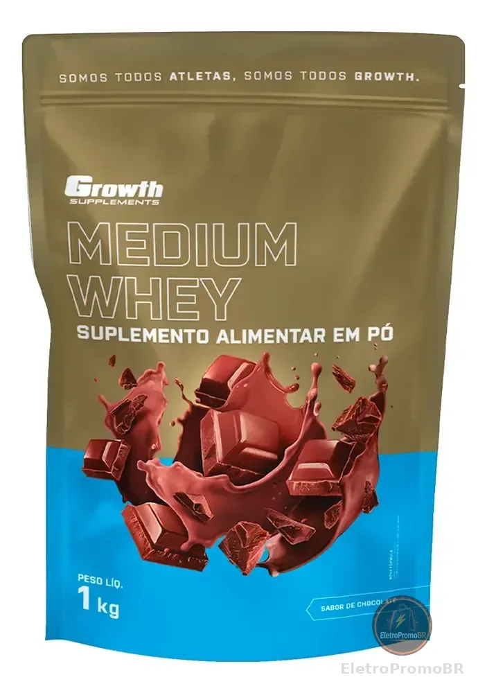 Whey Protein Medium 1kg Growth Supplementos - Chocolate