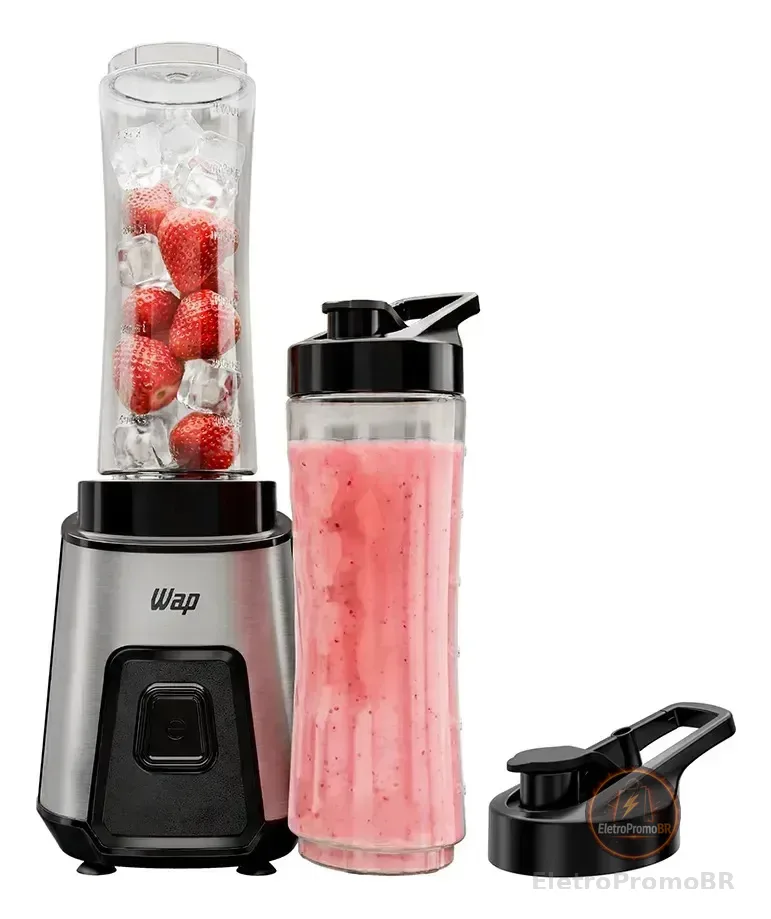 Liquidificador Portátil Wap Blender Go Wbg600 700ml Com 4 Lâminas Em Inox E Trava De Segurança