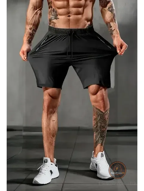 Bermuda Masculina Slim Fit Esportiva Fitness Para Academia