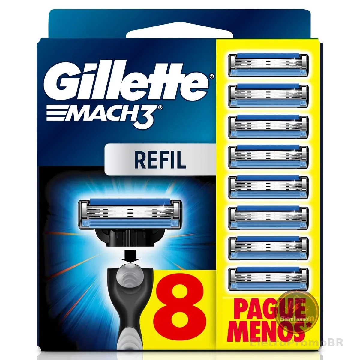 Gillette Mach3, Carga para Aparelho de Barbear com 3 Lâminas 8 Unidades