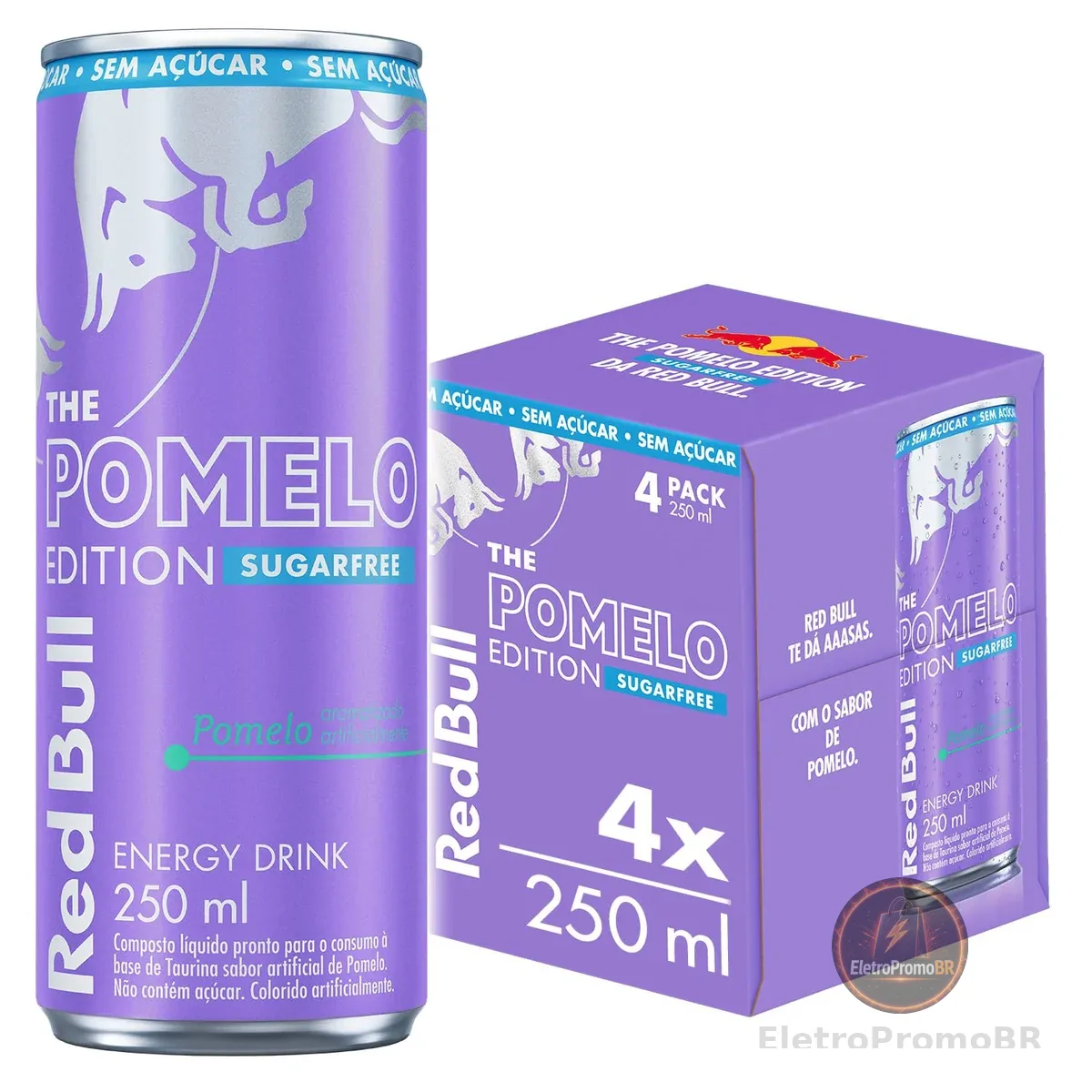 Red Bull Energético, Pomelo, Sem Açúcar, 250ml, 4 latas