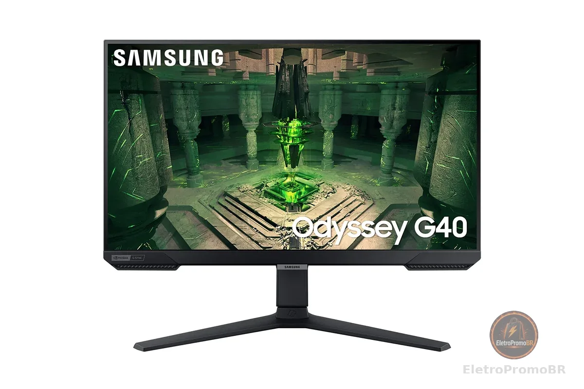 SAMSUNG Monitor Gamer Odyssey 25", FHD, 240 Hz, 1ms, com ajuste de altura, HDMI, DP, Gsync, Freesync, Preto, Série G40