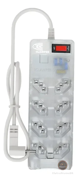 Filtro De Linha Dps Iclamper Energia 8 Tomadas 10a Bivolt Transparente/branco Bivolt