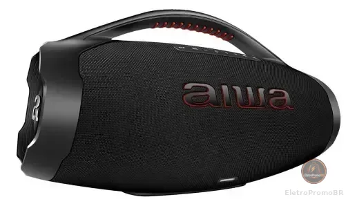 Caixa De Som Boombox Aiwa Aws-bbs-01b 200w Rms Bluetooth Res Cor Preto