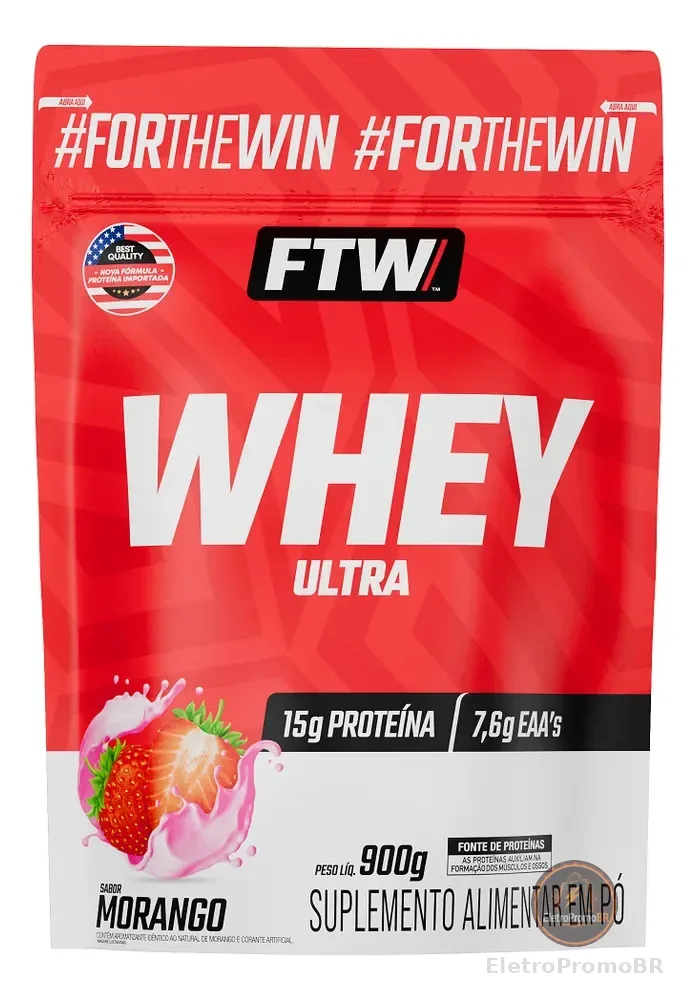 Whey Protein Ultra Refil 900g Sabor Morango - FTW