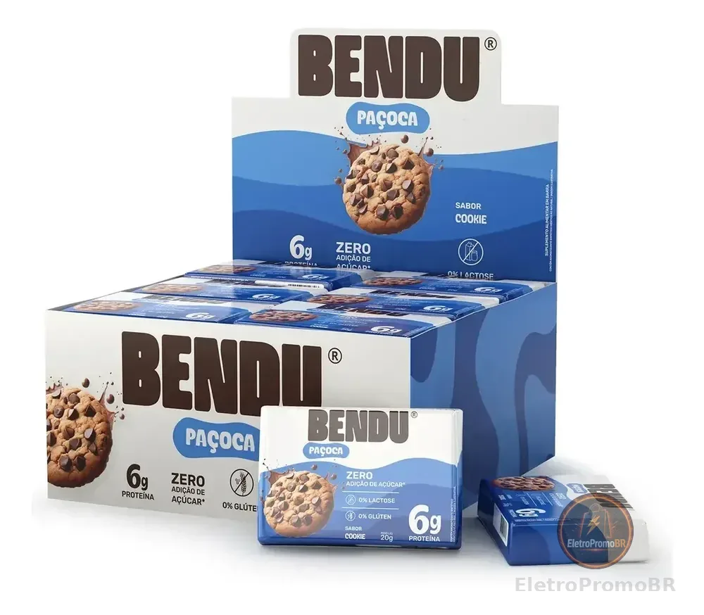 Paçoca Bendu Whey Protein 24 Un 6g Proteína Por Porção Cookies