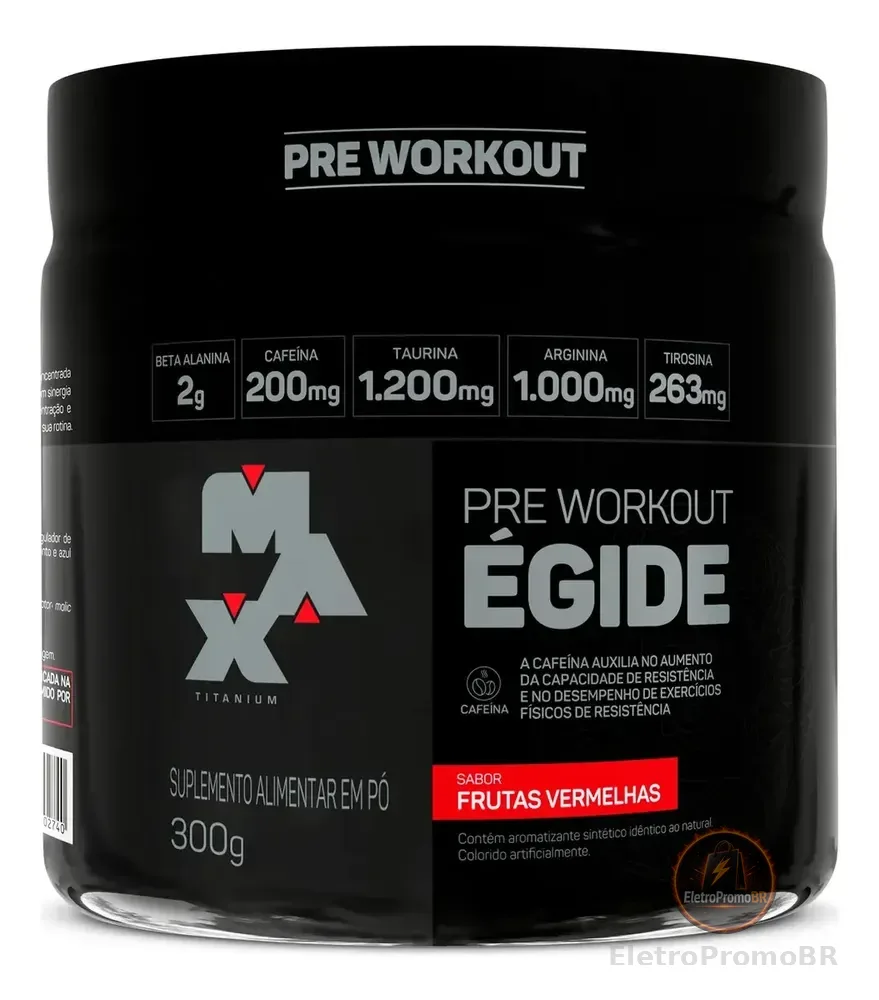 Pre treino Égide 300g Max Titanium Sabor Frutas vermelhas Suplemento Alimentar em Pó