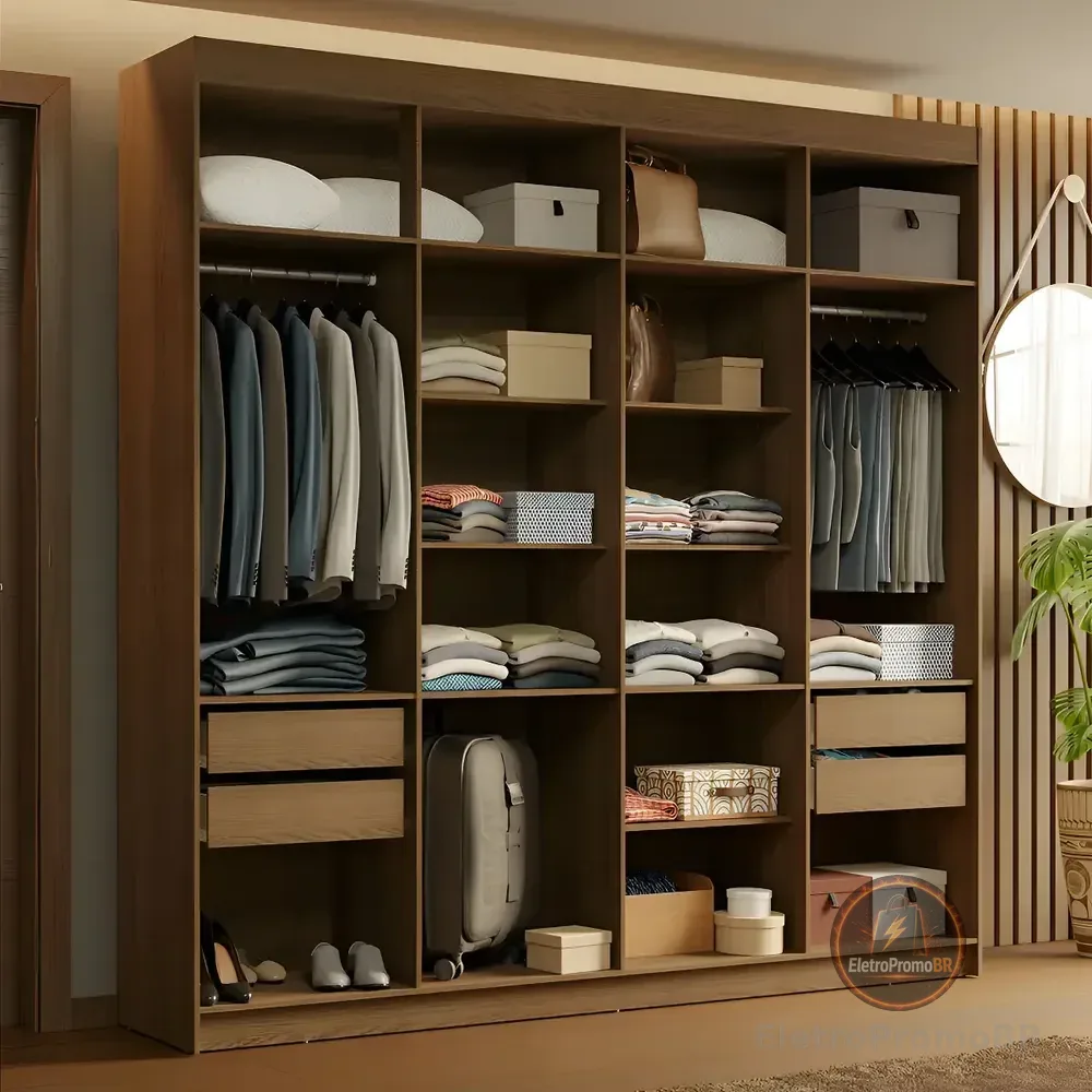 Guarda-roupa Closet 4 Gavetas 216 Cm Venus Madesa Gl Cor Rustic