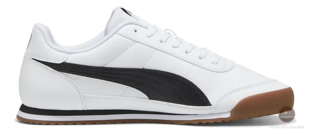 Tênis Masculino E Feminino Turino Ii Puma Puma White-puma Black-cool Light Gray Liso 39 Eu