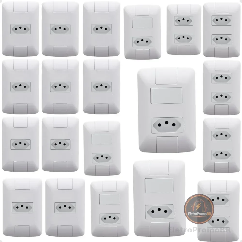 15 Tomadas Tramontina E 5 Interruptor Aria Completa Oferta Branco