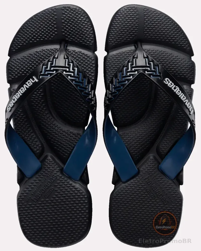 Chinelo Havaianas Power 2.0 Anatômica Confortável Original Preto/azul 39/40