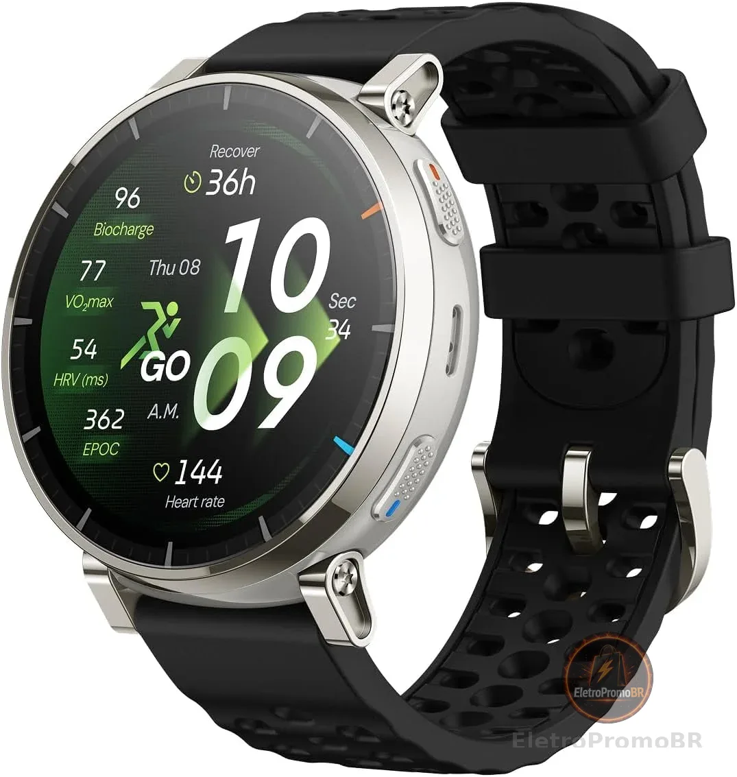 Amazfit Active 3 Premium Smart Watch 1.32" AMOLED Sapphire Display, 12-Day Battery, 4GB 5 ATM Black