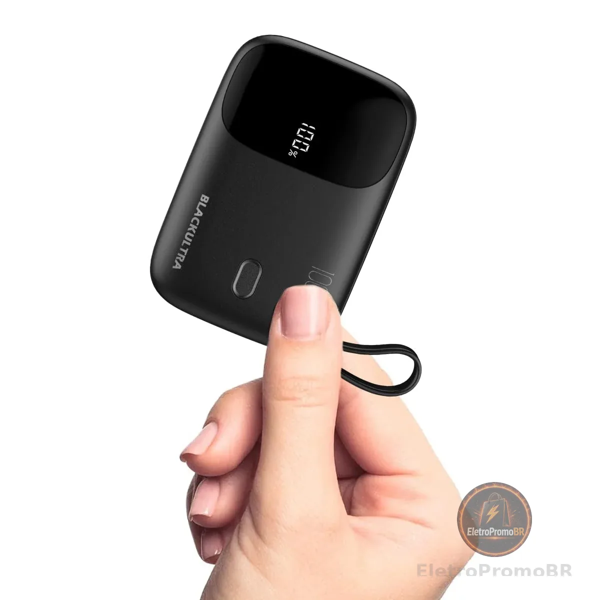 Carregador Portátil 10000mAh com Display LED, Mini Power Bank Rápido 22.5W com PD 3.0 e QC 3.0, USB-C Leve e Compatível com iPhone 16/15/14/13/12/11 e Samsung, Preto