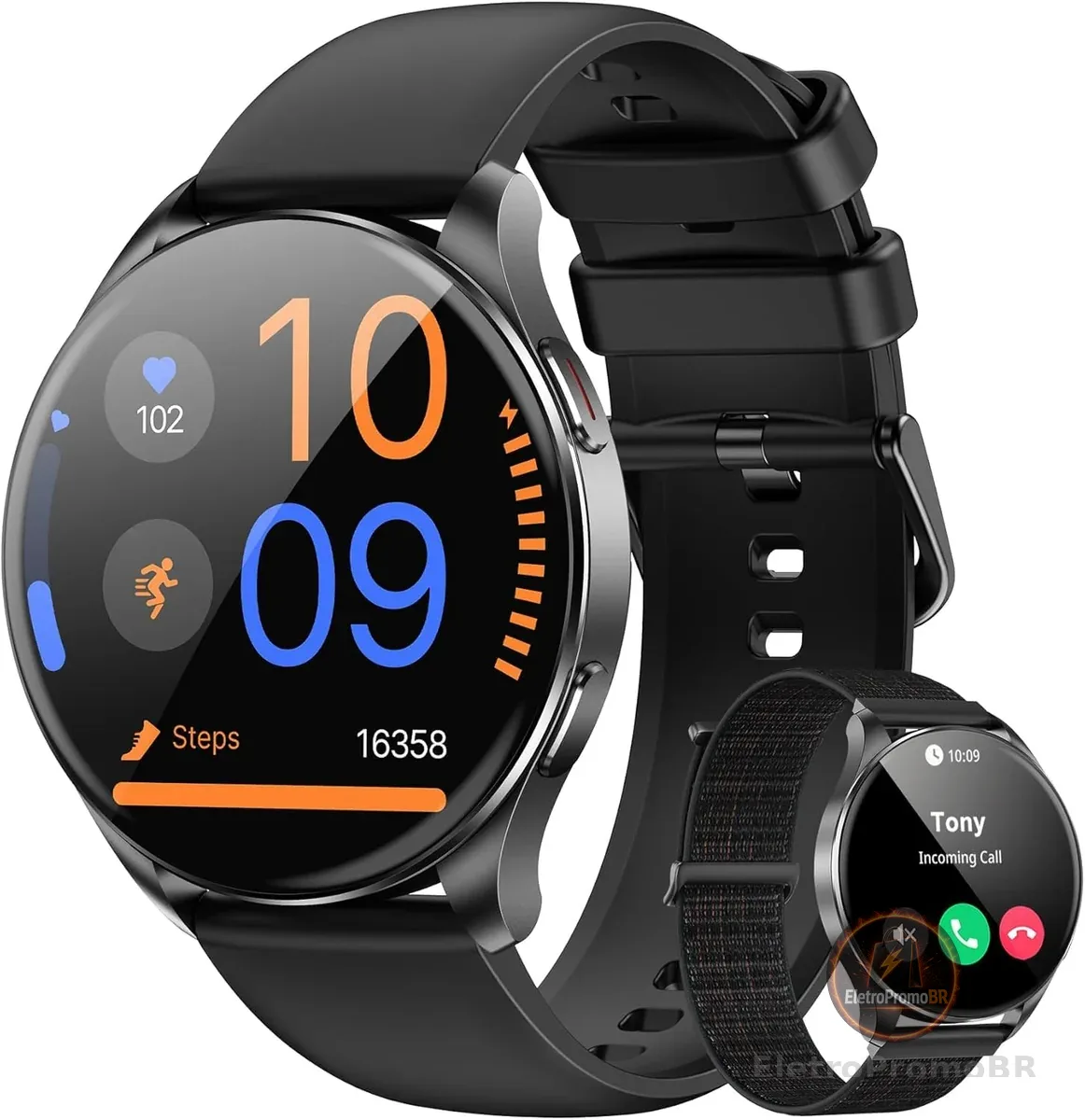 Blackview Smartwatch Feminino Masculino com Tela AMOLED 1.43" - Chamadas Bluetooth, 100+ Modos Esportivos, 2 Pulseiras - Compatível iPhone/Android