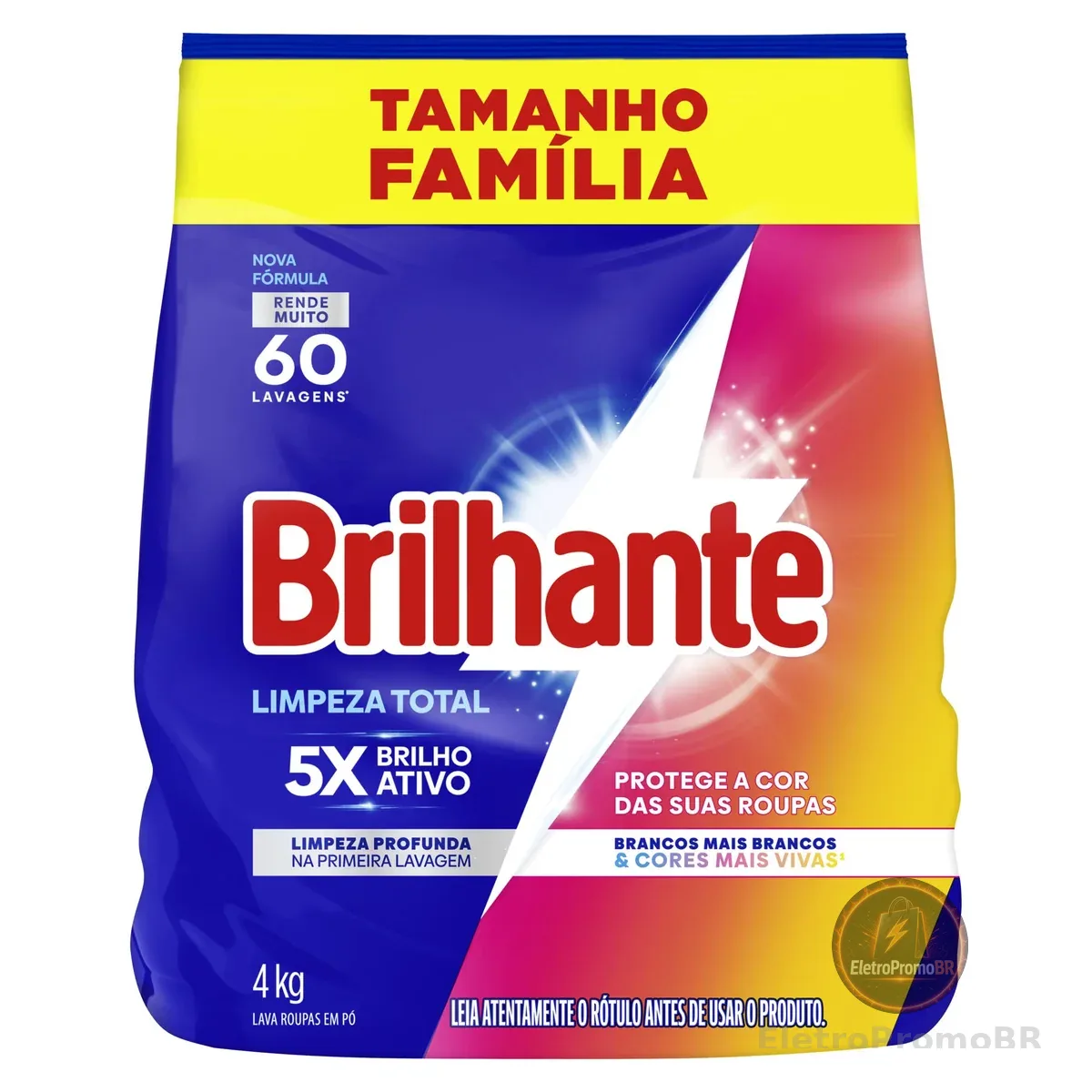 Brilhante Lava-Roupas em Pó Roupas Brancas e Coloridas Limpeza Total Tamanho Família 4 kg