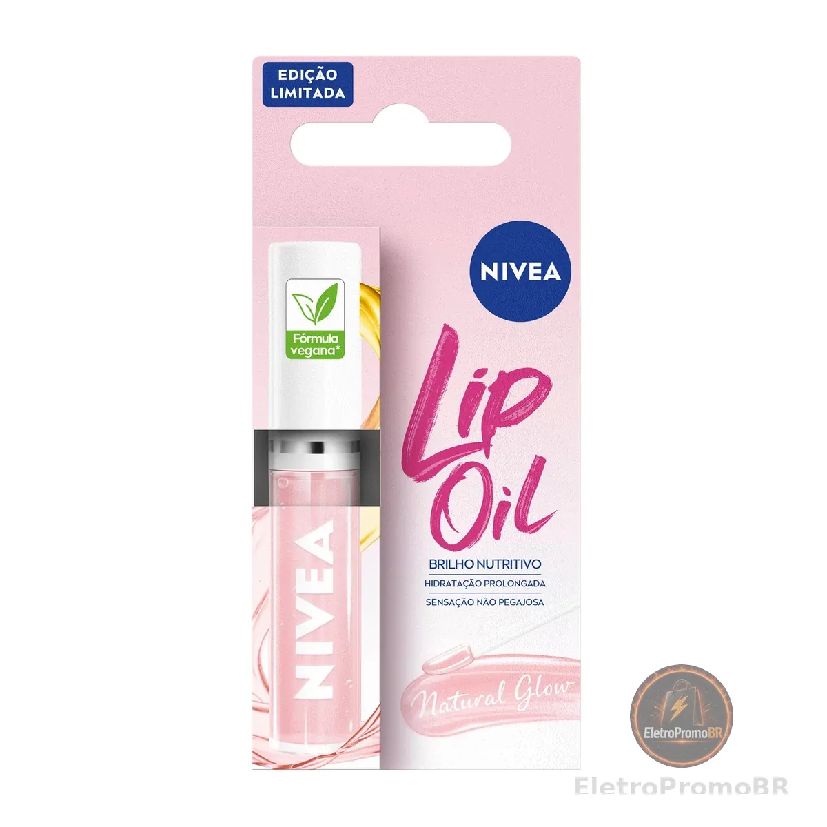 NIVEA Lip Oil Brilho Nutritivo Natural Glow 5,5ml, Hidratação Prolongada, Efeito Gloss, Para Todos os Tons de Pele