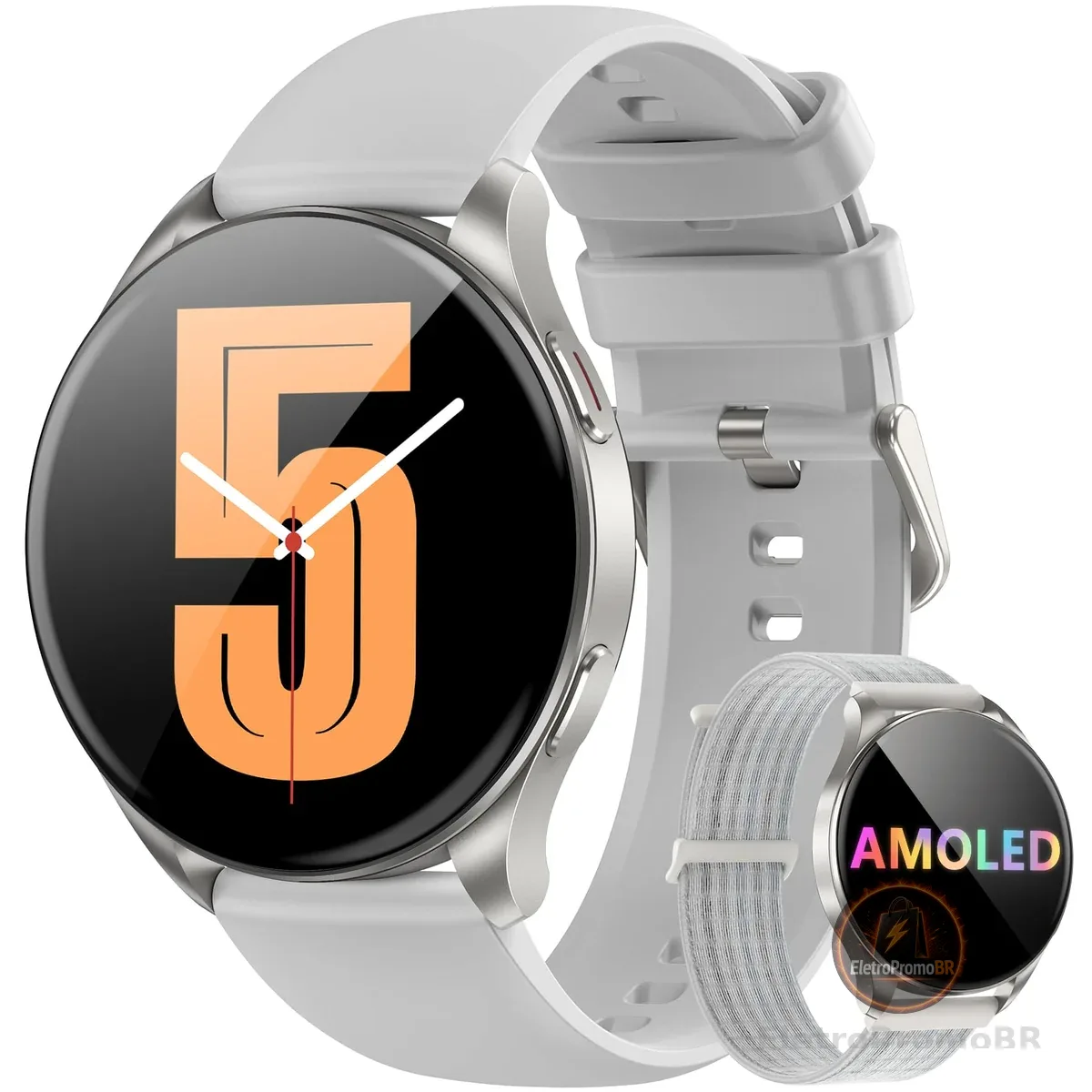 Blackview Smartwatch Feminino Masculino com Tela AMOLED 1.43" - Chamadas Bluetooth, 100+ Modos Esportivos, 2 Pulseiras - Compatível iPhone/Android
