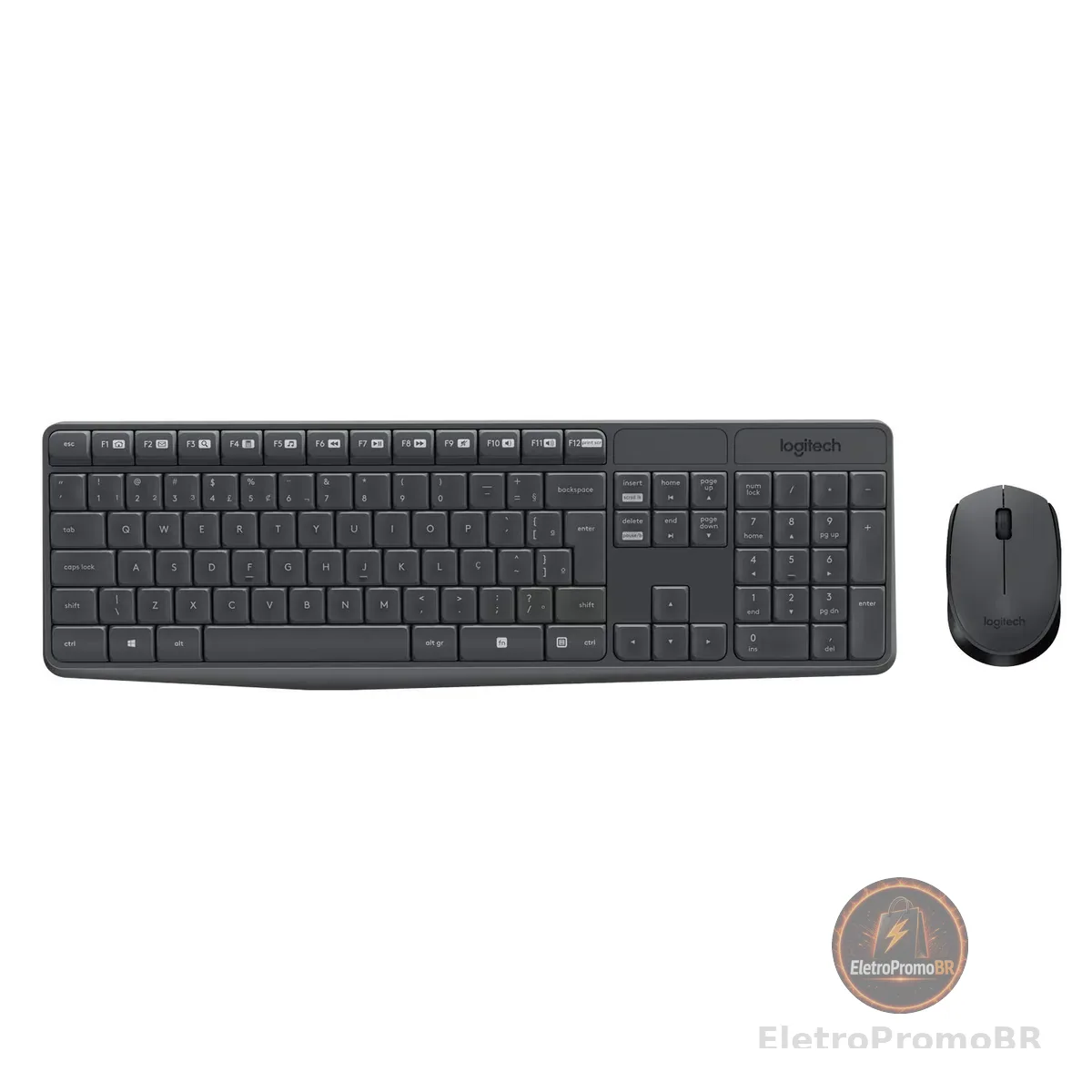 Combo Teclado e Mouse sem fio Logitech MK235 com Conexão USB, Pilhas Inclusas e Layout ABNT2