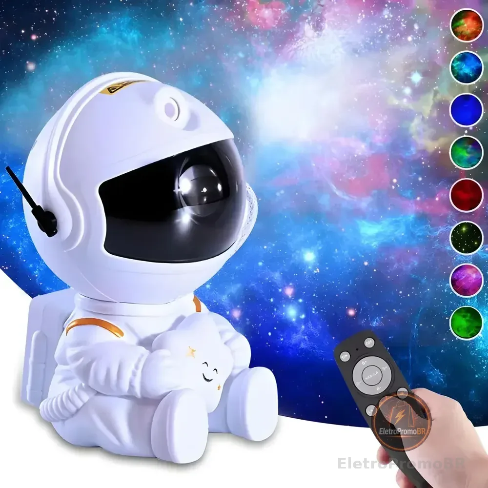Mini Luminária Astronauta Robozinho Projetor Astronauta Luz