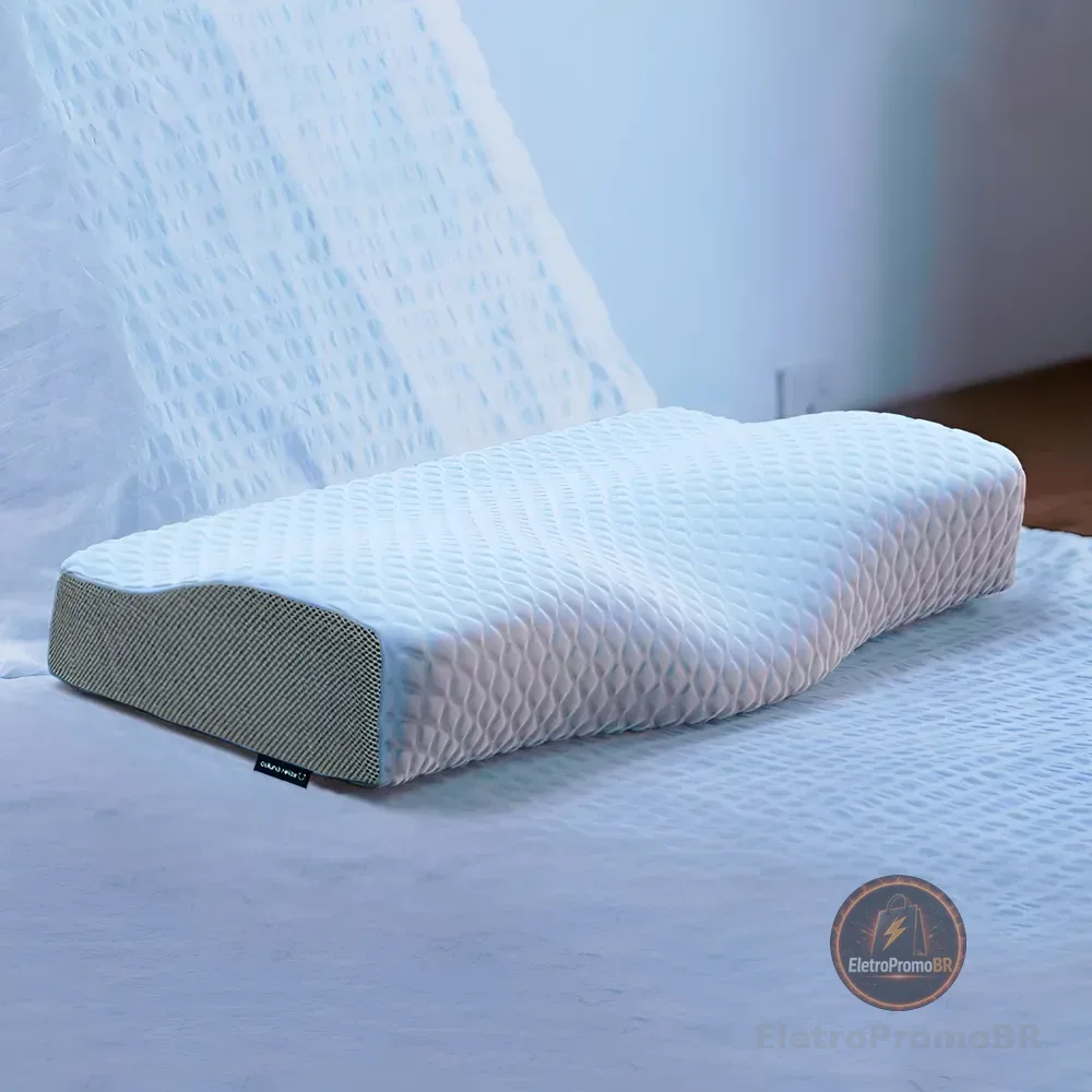 Travesseiro Cervical Nasa - Coluna Relax - Carvão Ativado Cor branco e cinza