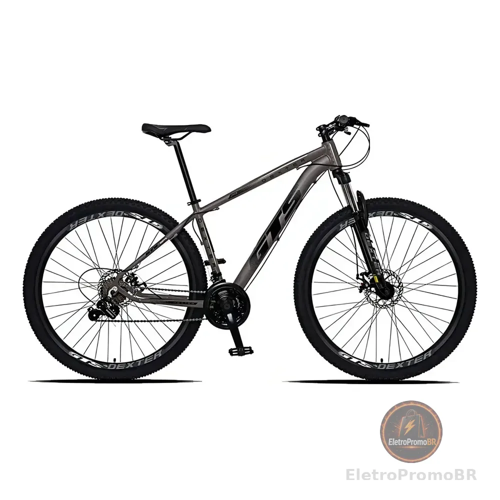 Bicicleta Aro 29 Gts Dexter 24 Velocidades Freio A Disco Cor Grafite Com Preto Tamanho Do Quadro 17