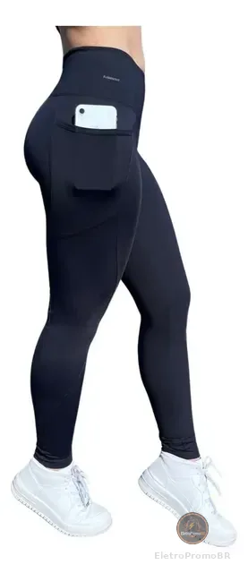 Calça Legging Suplex Poliamida C/ Bolso Lateral Corrida