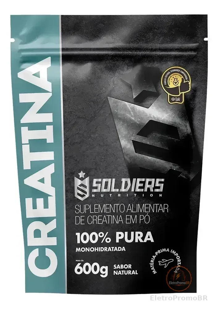 Creatina 600g Suplemento Monohidratada em pó 100% Pura - Soldiers Nutrition