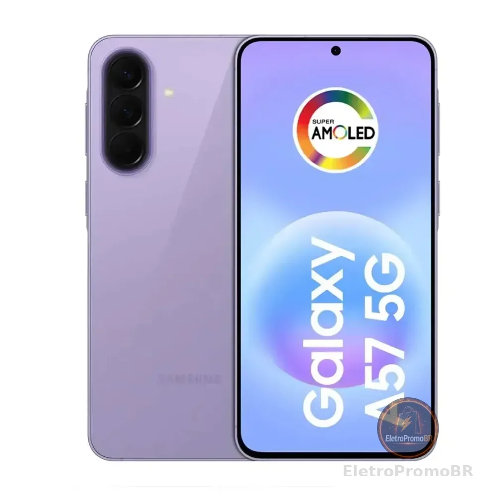 Celular Samsung Galaxy A57 5G 128GB, 8GB RAM, Câmera 50MP, IP68, Super AMOLED 6.7", Recursos AI - Lilás