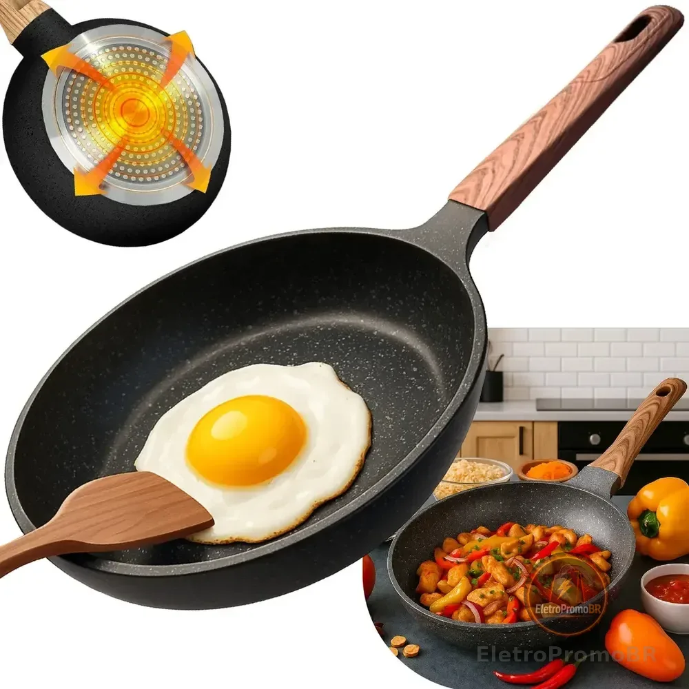 Panela Frigideira Cerâmica De Indução E Gás Compacta Profissional 24 Cm Linha Premium - Aero Home
