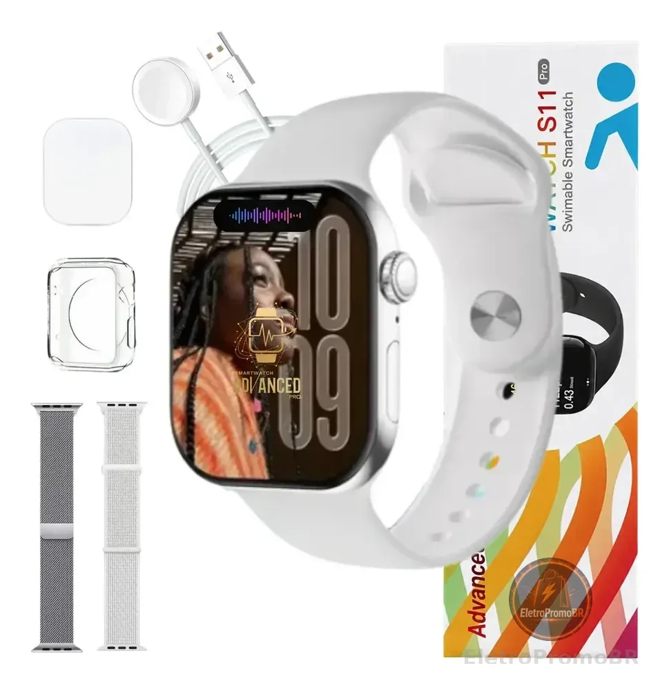 Smartwatch Microwear S11 Pro Amoled 47mm Gps Nfc Whatsapp Prata SMARTWATCH ADVANCED PRO