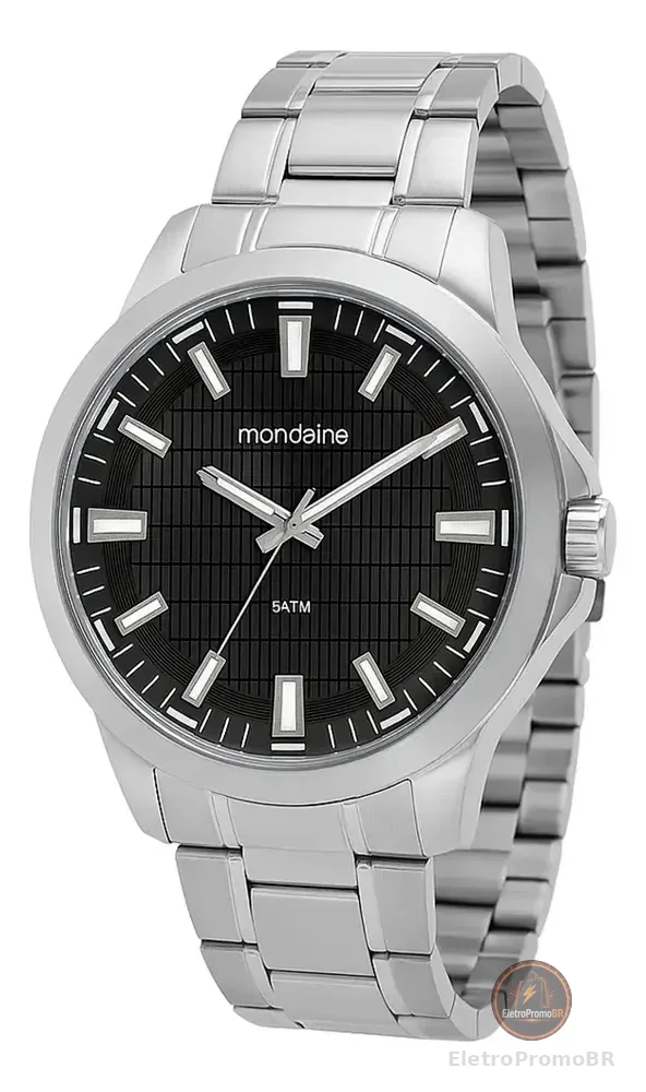 Relógio de pulso Mondaine 99784G0MVNE1 com corria de aço inoxidável cor prateado - fondo preto