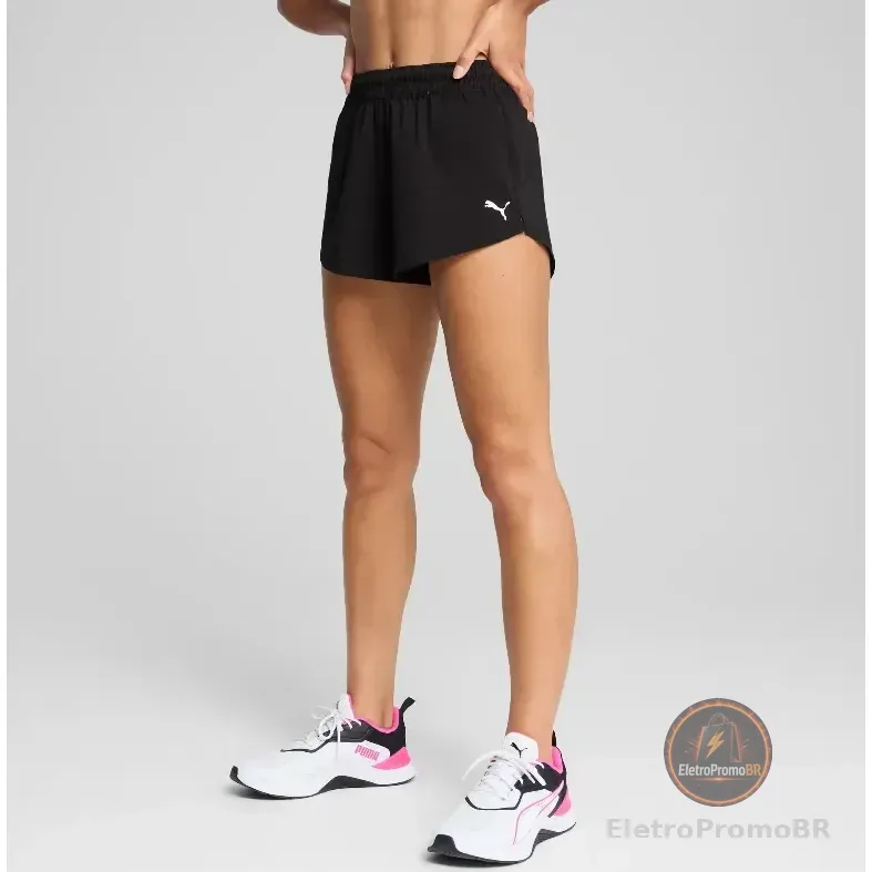 Shorts Feminino W Tad Essential 3 Woven Puma Puma Black Geométrico P