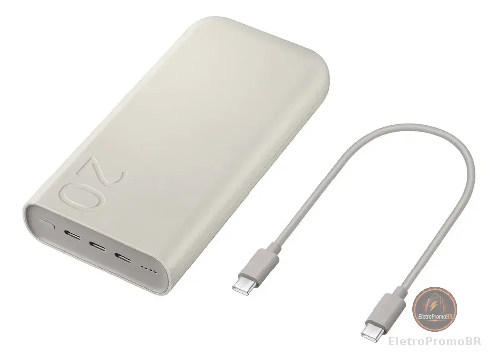 Carregador Power Bank sem fio Samsung | Potência de 45 W | 20.000 mAh | Cor bege | Carregamento super rápido 2.0