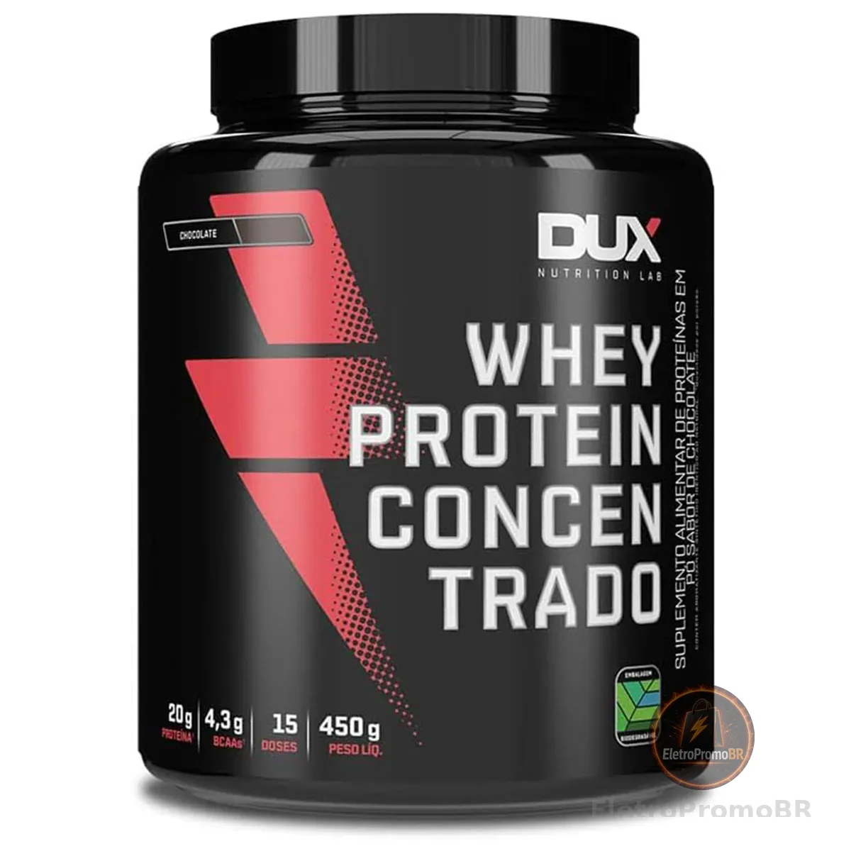 Whey Protein Concentrado Chocolate Pote 450g – Contribui para o Ganho Muscular Hipertrofia – Dux Human Health