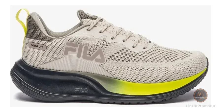 Tênis Esportivo Masculino Speed Lite Fila Bege/oliva Medio/limao Liso 42 Br