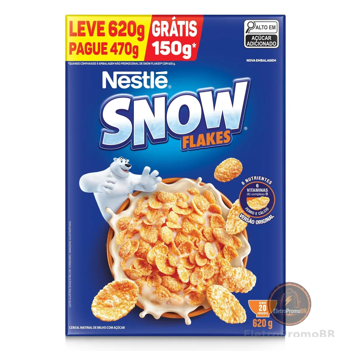 Snow Flakes Cereal Matinal Tradicional Leve 620G Embalagem Econômica
