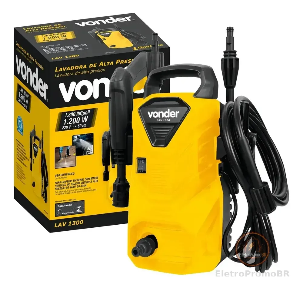 Lavadora Alta Pressão Potente 1200w Lava Carro Moto Calçada Amarelo 220v 60 Hz
