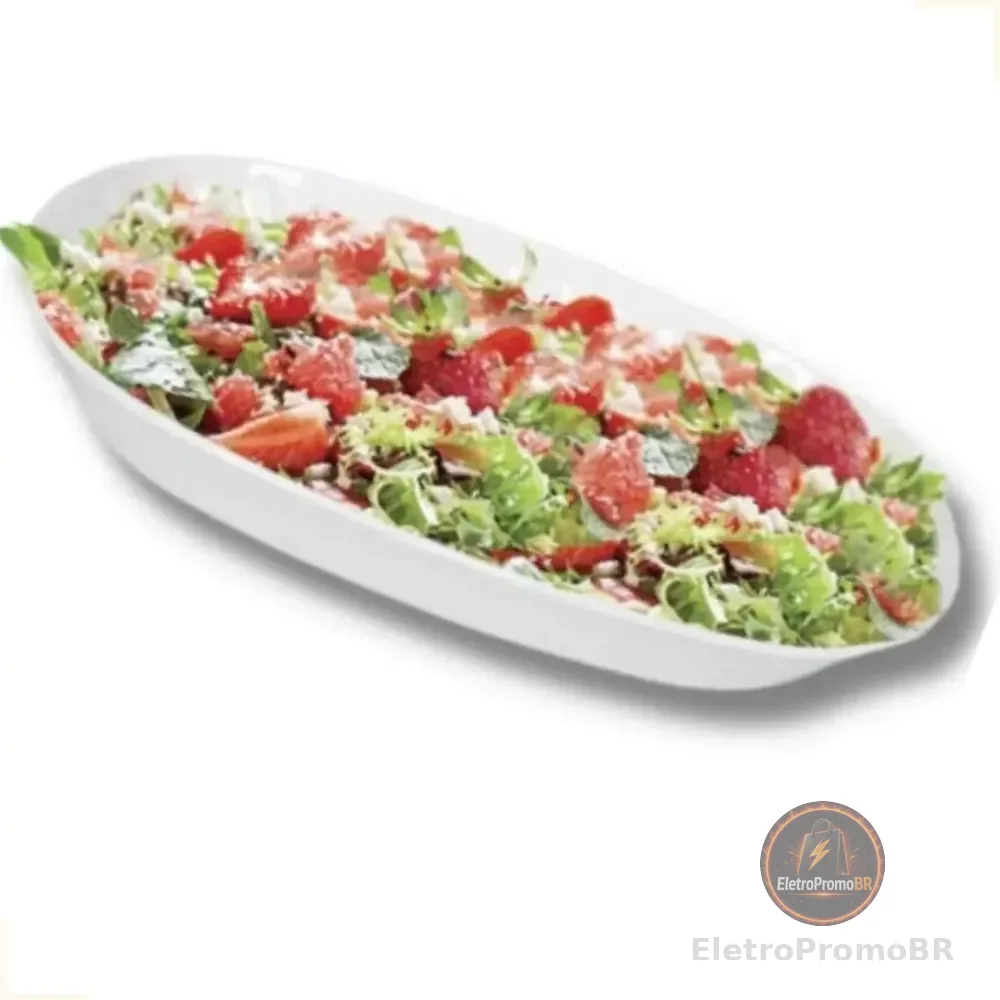 6 Saladeiras Tigelas Travessas Oval Melamine Branca 25 Cm Branco