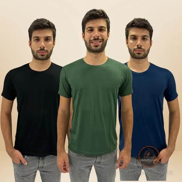 Kit 3 Camisetas Masculina Tech Modal Premium Básica Conforto
