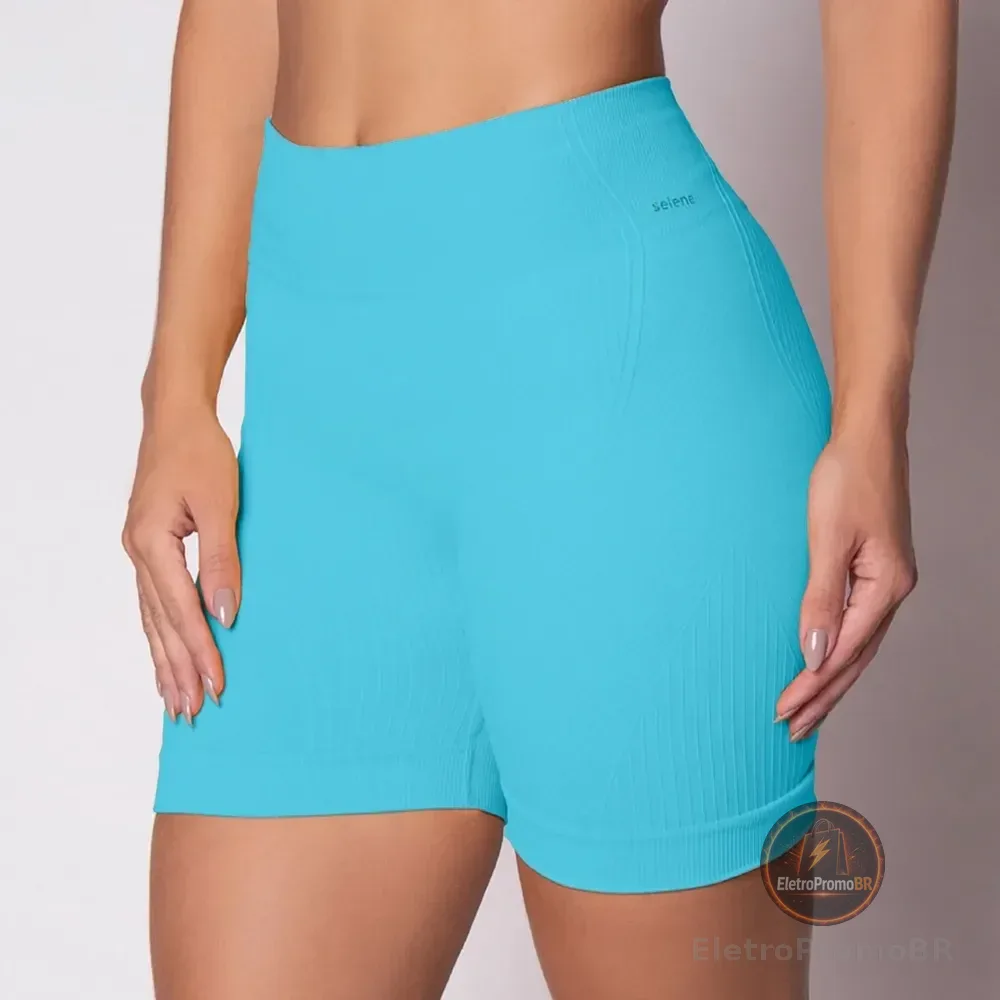 Short Academia Feminino Poliamida Selene Zero Transparência Turquesa Short Fitness Short Esportivo Short Legging Short Selene Short Poliamida Shortinho G Short Zero Transparência