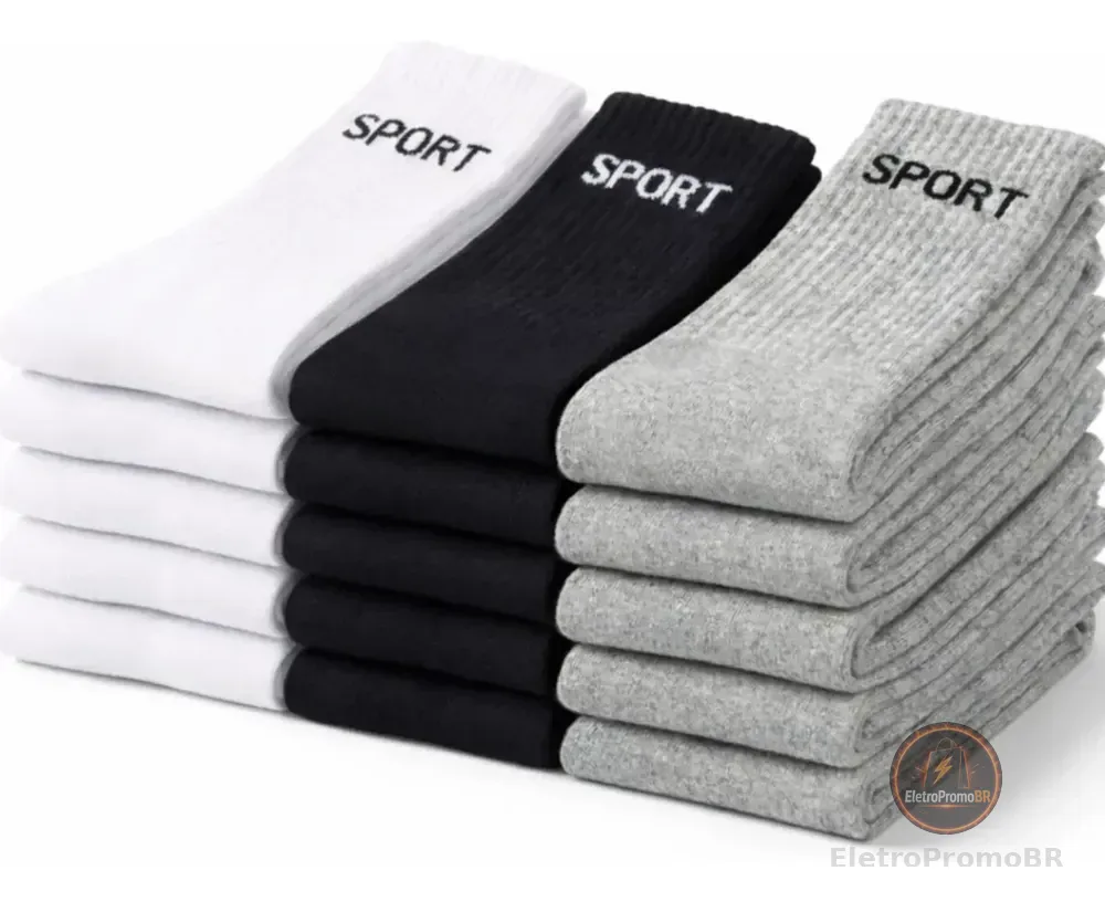 Kit 12 Pares Meias Cano Alto Algodão Para Esporte Academia Sortidas 40-46