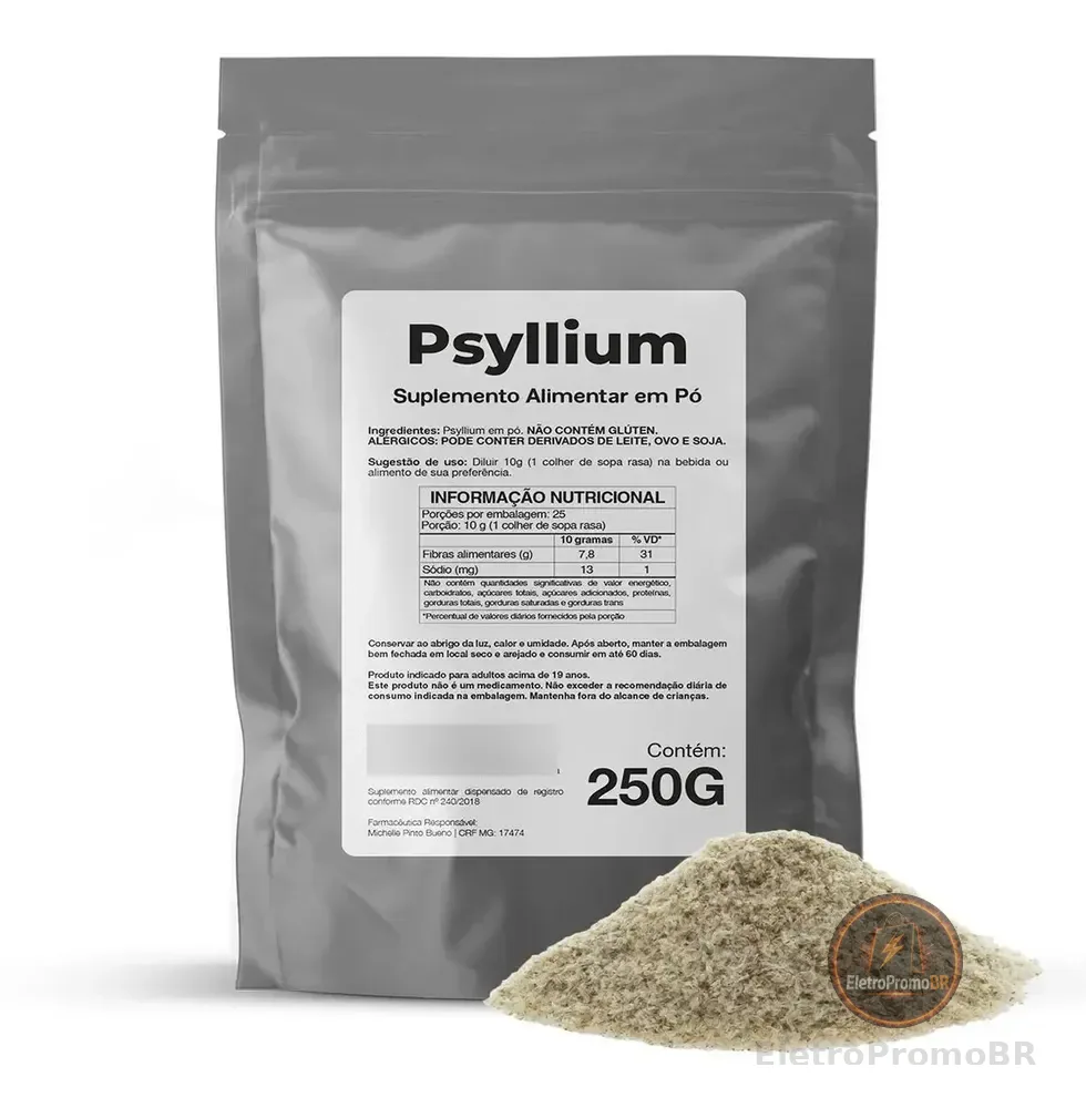 Psyllium Psilium Premium Pó Fibras 250 Gramas Puro O Melhor Sabor Natural