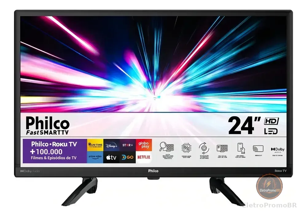 Smart TV de 24" Philco Roku TV PTV24G5YR2CP LED - Preto