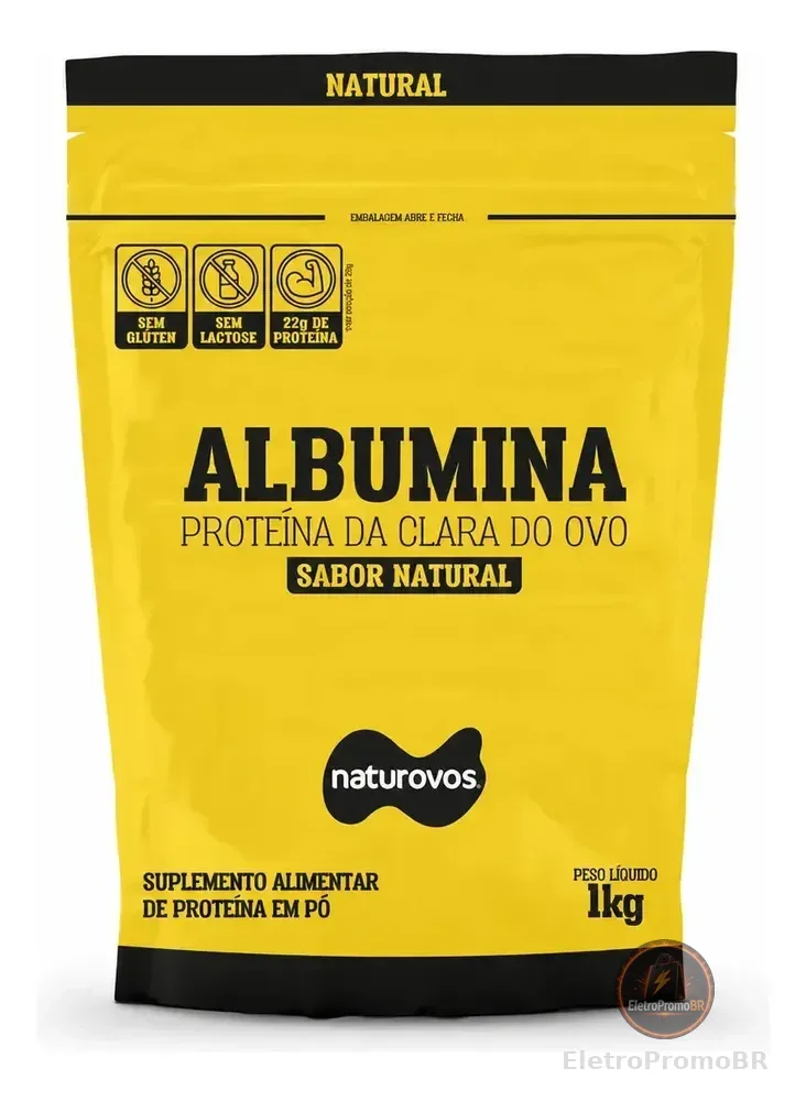 Albumina Naturovos Natural 1kg Refil Proteina