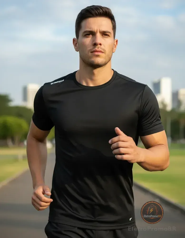 Camiseta Masculina Olympikus Academia Dry Fit Treino Corrida Preta Lobo G Liso