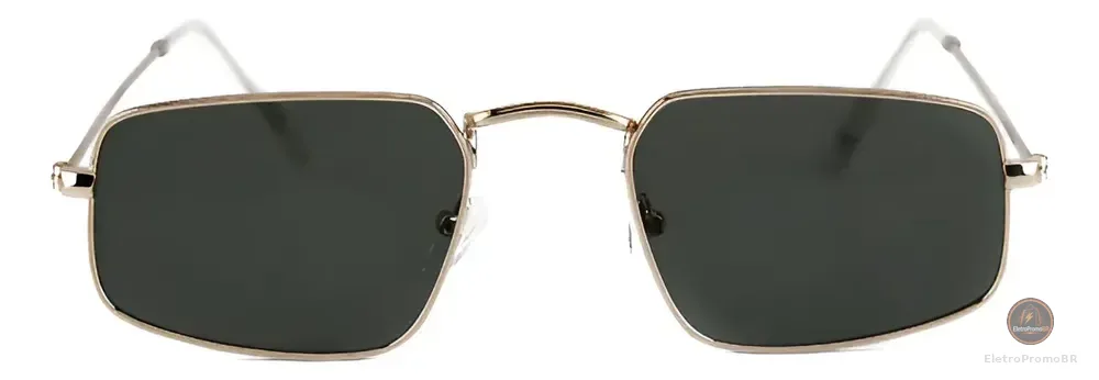 Óculos de Sol Saint Germain Hylan Aviador para Homens e Mulheres com Lente Verde e Armação Dourada