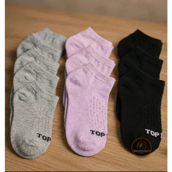 🔥KIT até 15 pares de Meia feminina soquete menor preço direto da fabrica Algodão